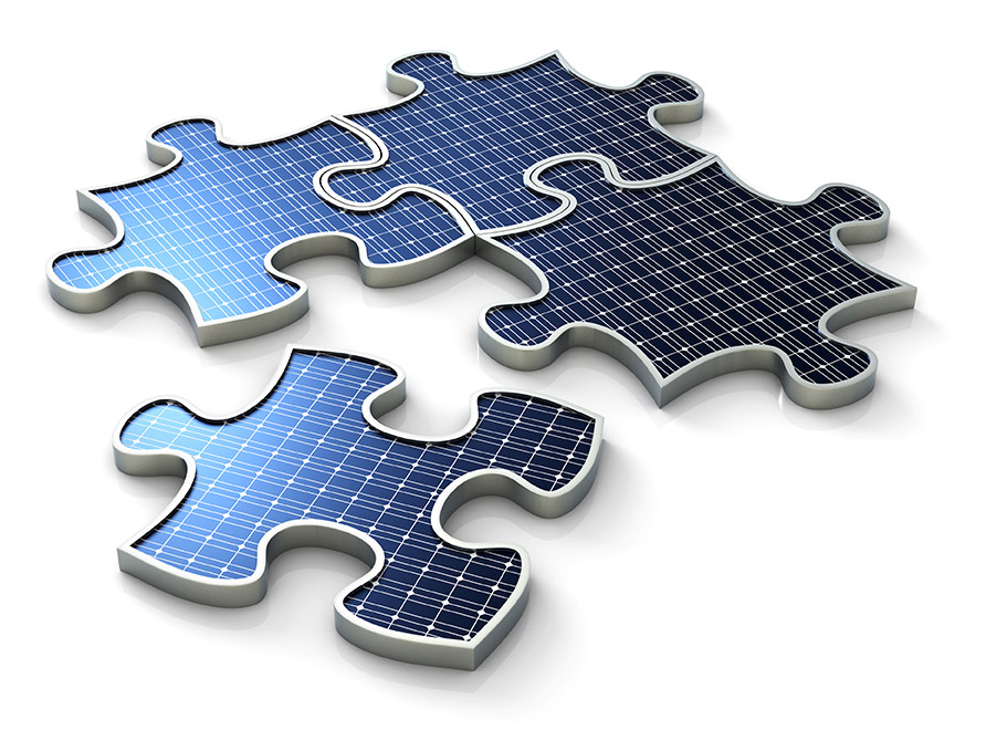 Bild eines Solarpanels als Puzzle